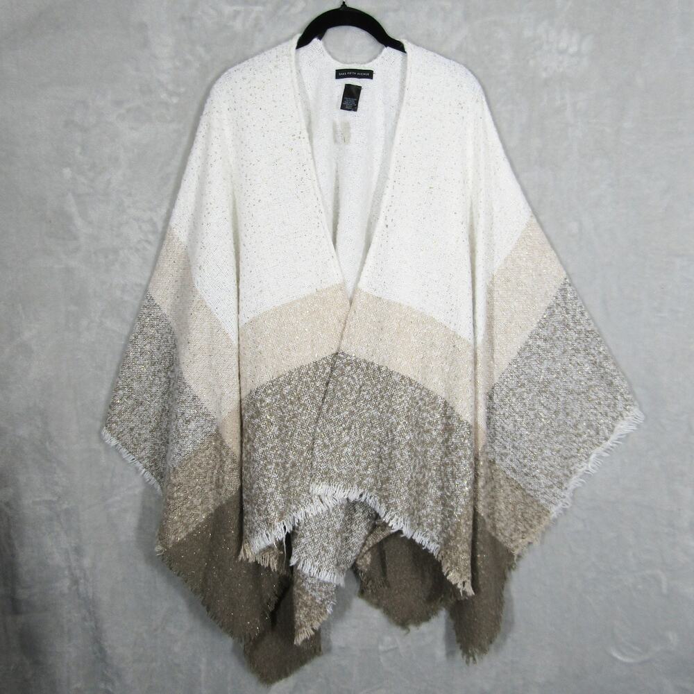 Saks Fifth Avenue White Cream Knit Poncho Shrug